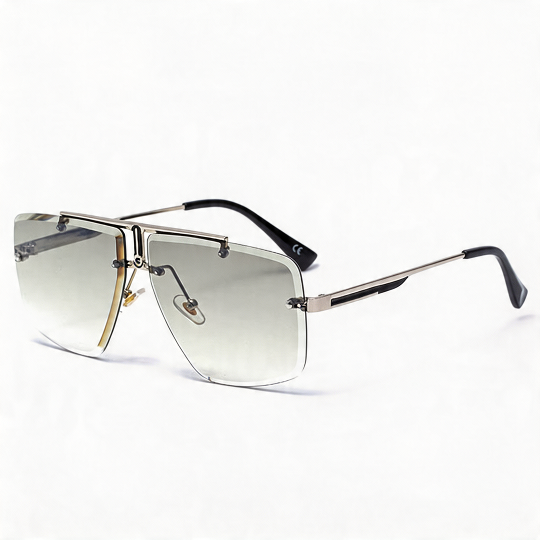 Elegant oversized rimless shades, ideal unisex eyewear for a sophisticated look & sun defense.