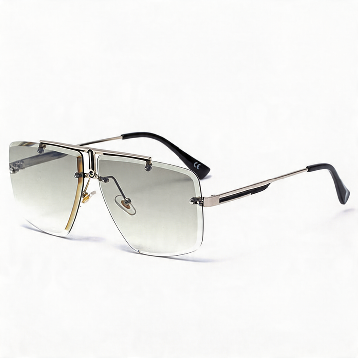 Elegant oversized rimless shades, ideal unisex eyewear for a sophisticated look & sun defense.