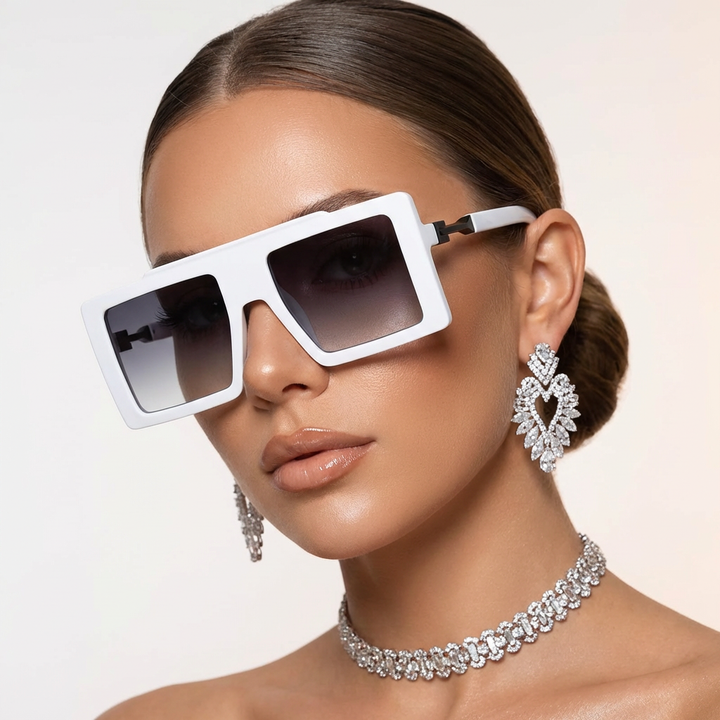 Fashionable unisex oversized square sunglasses. Trendy eyewear, perfect as a modern statement accessory.