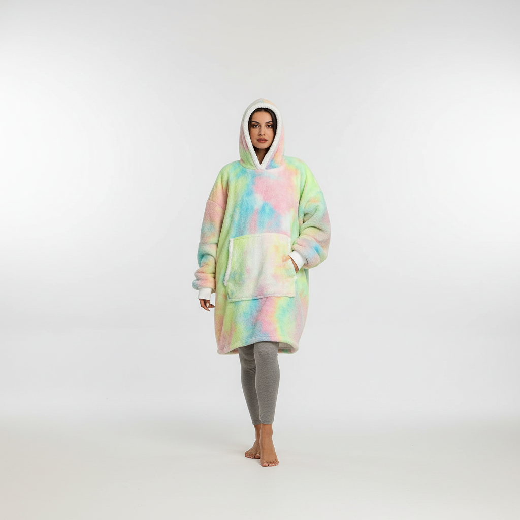 Illustrative image of the versatile unisex wearable blanket hoodie, combining warmth and style