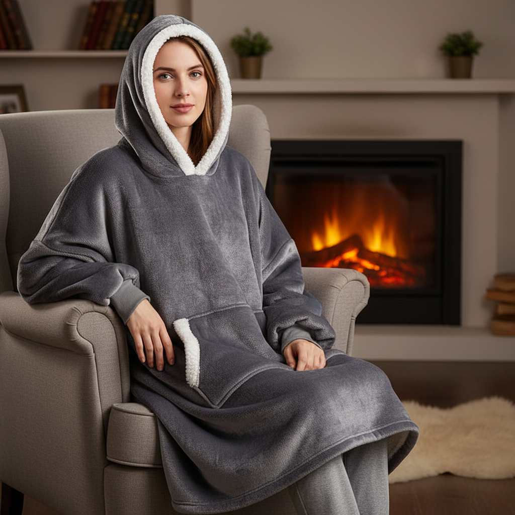 SnuggleBlanket: oversized wearable hoodie in soft fleece, perfect for warmth and lounging