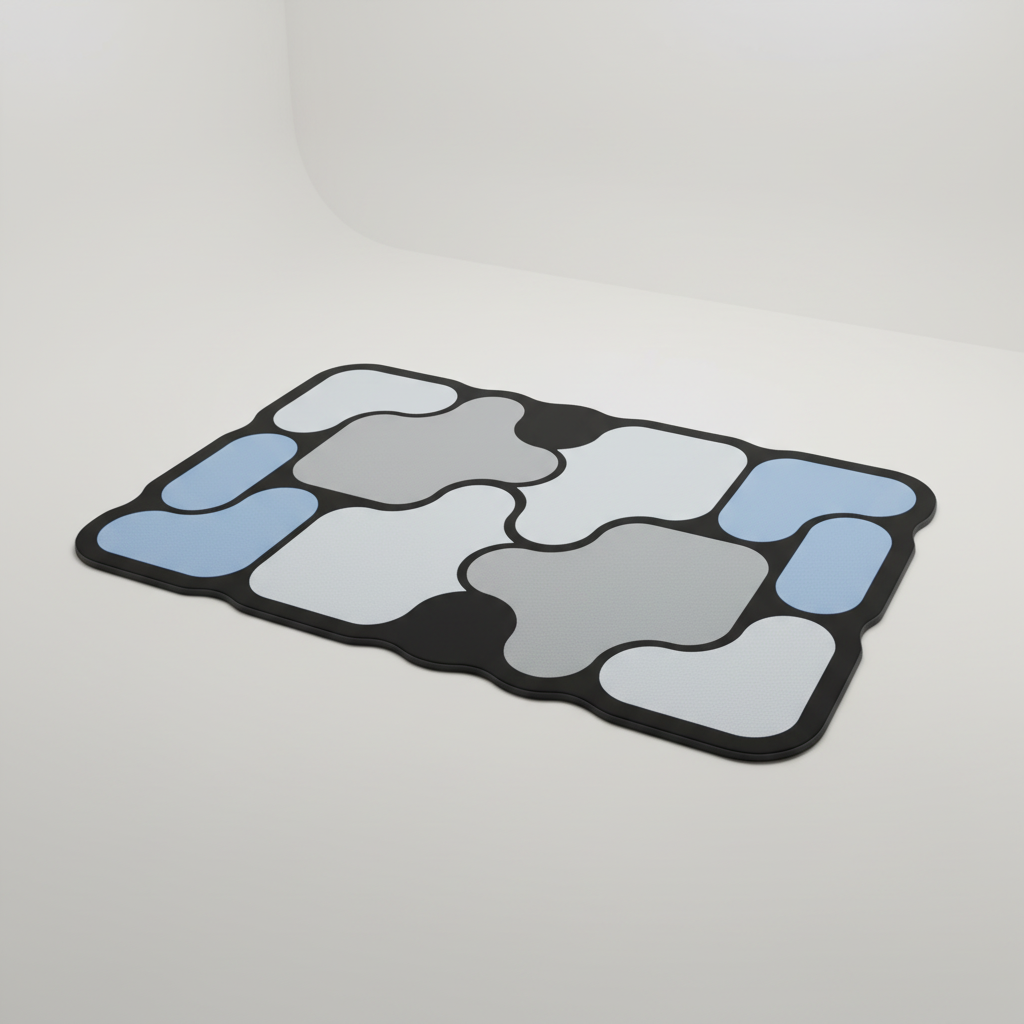 Textured padded knitted diatomaceous earth bath mat for a super absorbent and quick dry experience