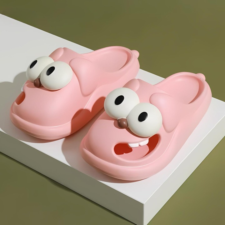 Side view of PawJoy Cozy Pup unisex animal slippers, fluffy texture, ideal cozy housewear