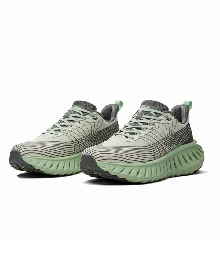 Unisex Performance Running Shoes in a dynamic pose, showcasing lightweight design and athletic style.