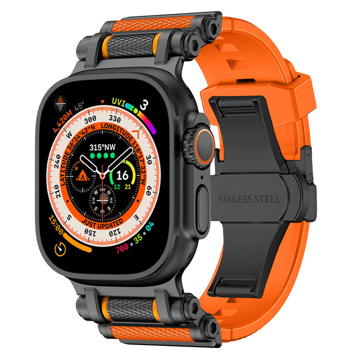 Secure fit silicone smartwatch band, offering ultimate comfort and durability.