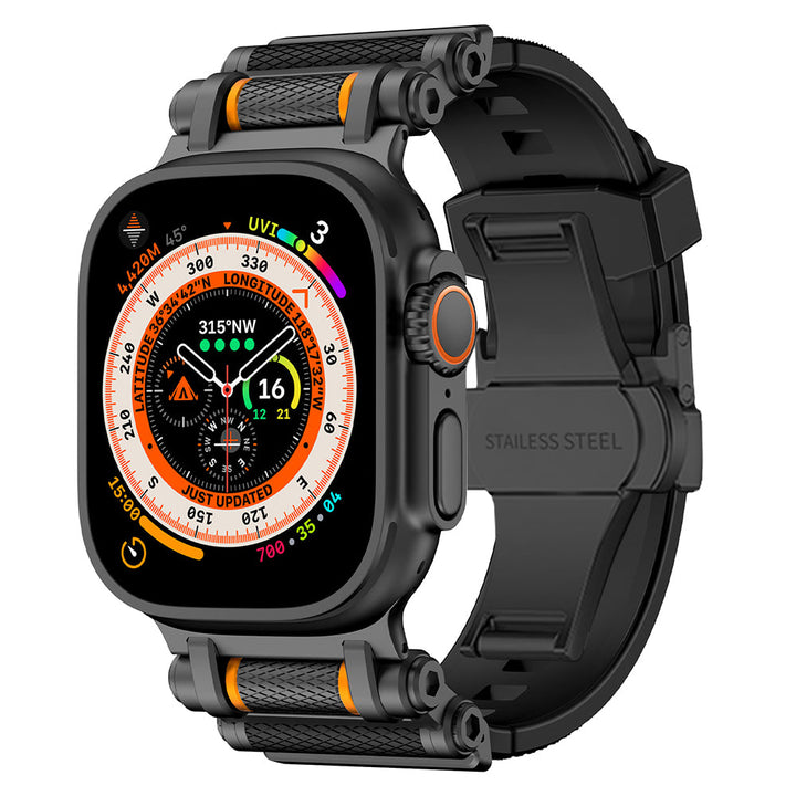 Durable & comfortable silicone watch strap for smartwatches, quick release design.