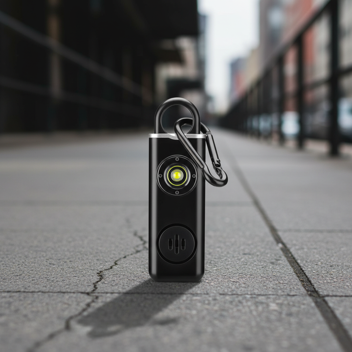 Unisex personal safety keychain alarm with loud siren, a portable security and self-defense device