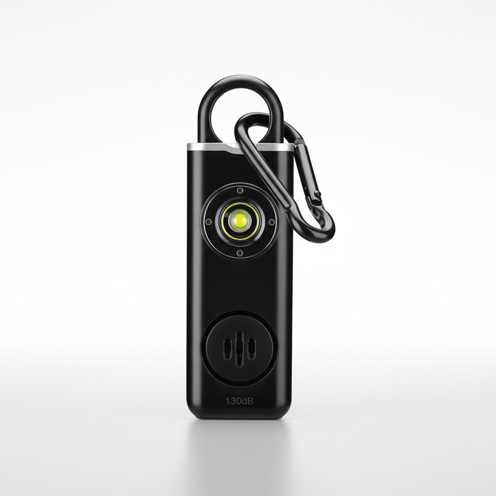 ShieldFlash personal safety alarm keychain, emergency device for unisex self-defense