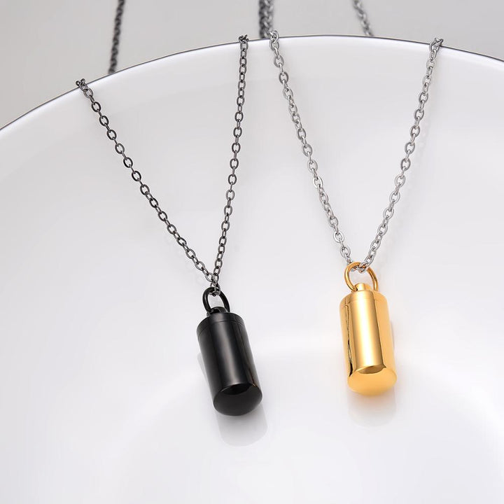 Stainless steel personalized urn necklace, unisex cremation jewelry for ashes, custom memorial keepsake.
