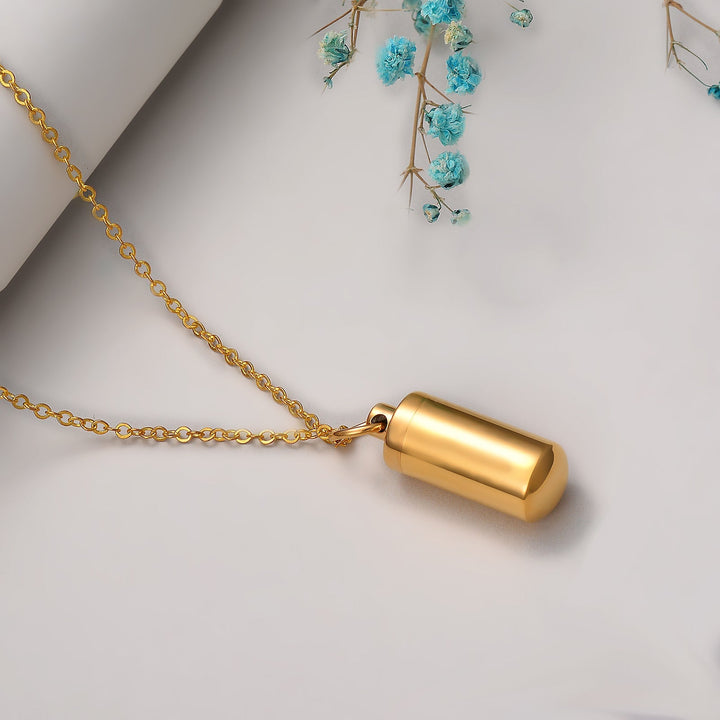 Remembrance urn necklace, personalized ashes pendant, unisex cremation jewelry to honor lost loved ones.