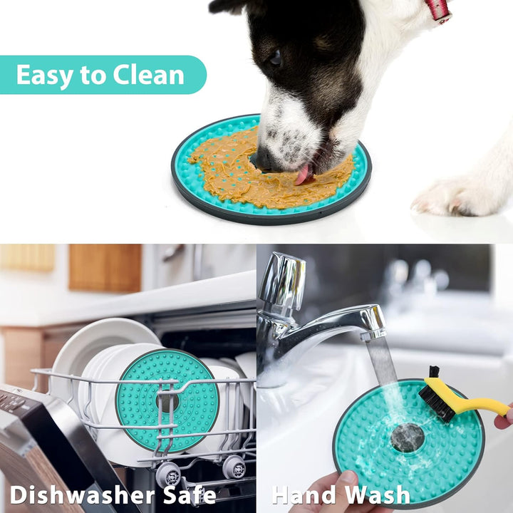 Set of multi-colored Pet Lick Mats for dogs, used as slow feeders and anxiety relief tools