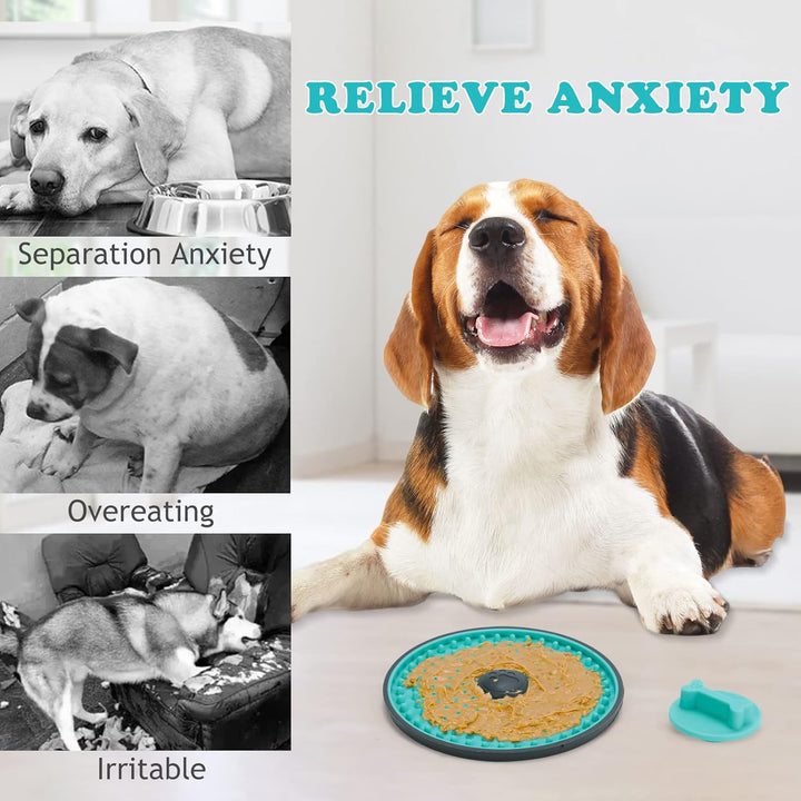 Assortment of Pet Slow Feeder Lick Mats in various shapes, offering mental enrichment and calming for dogs
