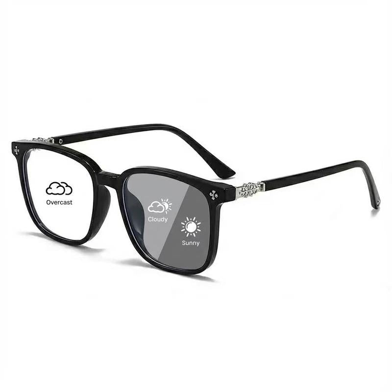 Unisex transition glasses for eye protection. Photochromic lenses block blue light and reduce glare from screens.