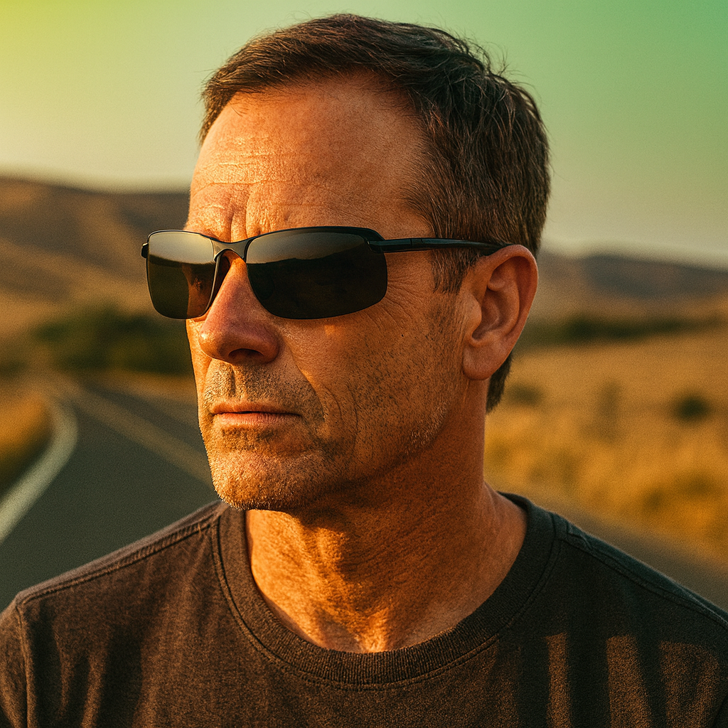 Adaptive photochromic sports sunglasses, polarized for unisex wear. Perfect for changing light in outdoor activities.