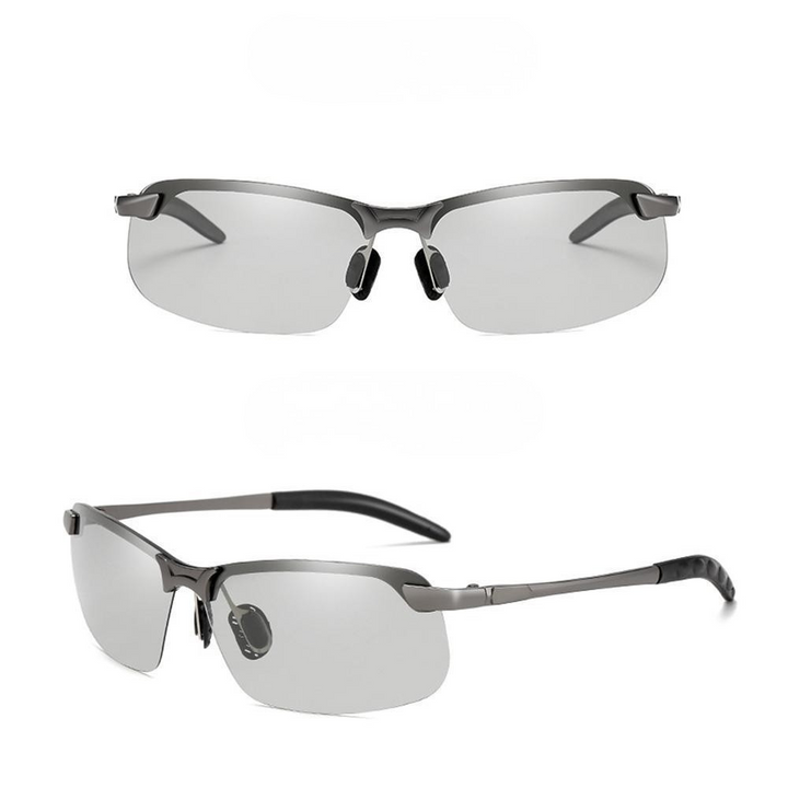 Unisex driving & cycling glasses. Photochromic polarized lenses offer adaptive eye protection & glare reduction.