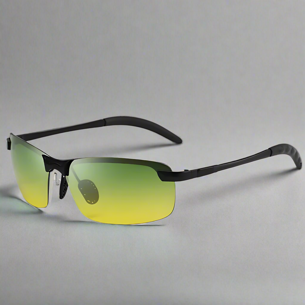 Unisex photochromic polarized sports sunglasses. Adaptive lenses provide UV protection and glare reduction for outdoors.