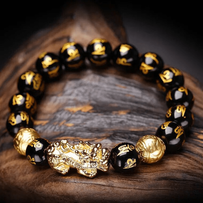 Unisex Pi Xiu black obsidian bracelet for wealth and protection