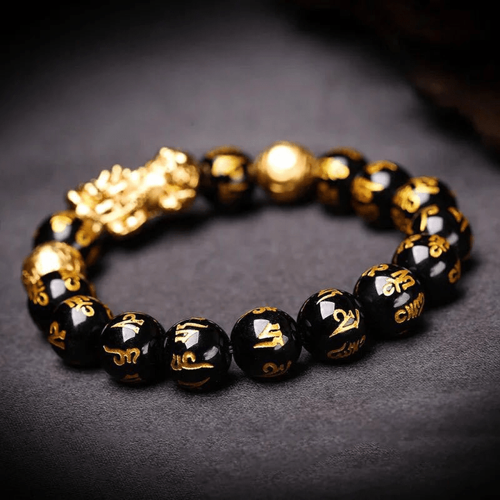 Gemstone jewelry: unisex Pi Xiu obsidian bracelet for spiritual well-being