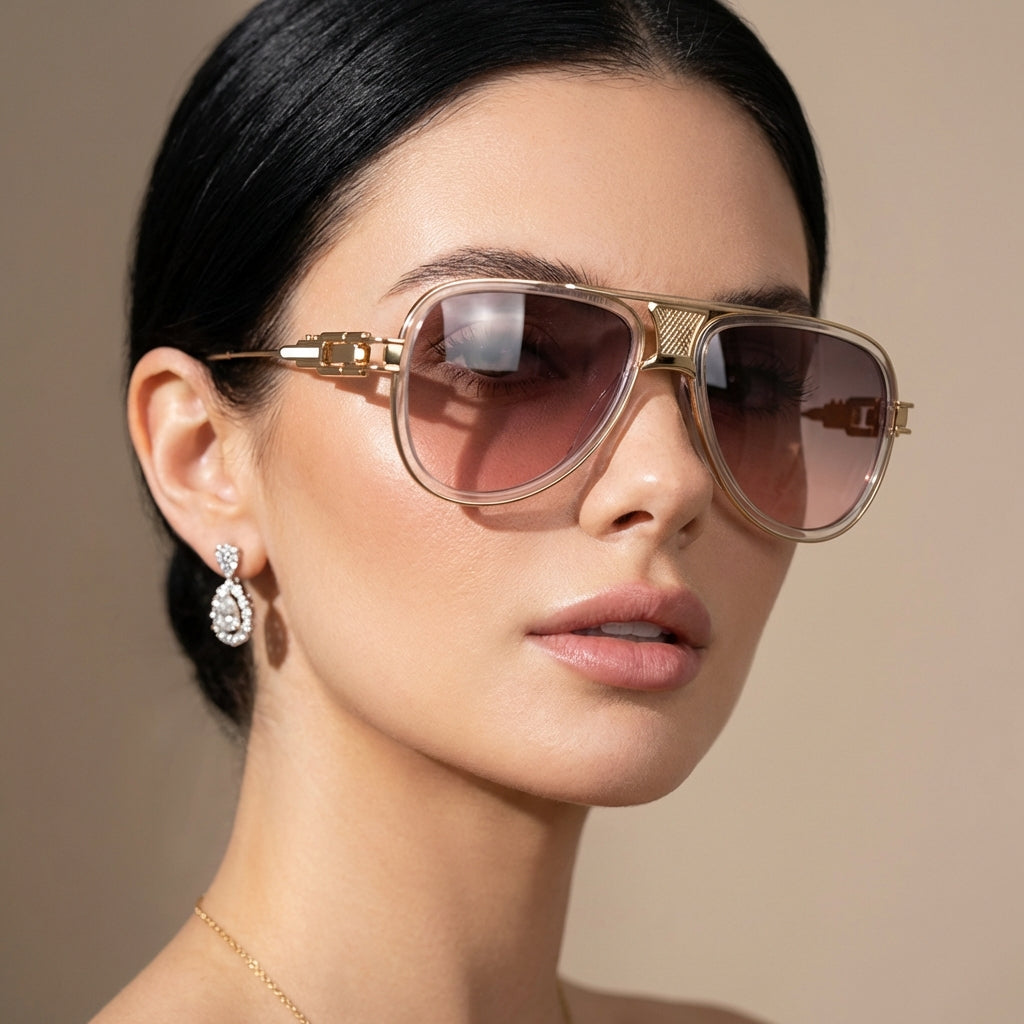 Trendy unisex pilot sunglasses, combining style, comfort, and advanced UV400 sun protection.