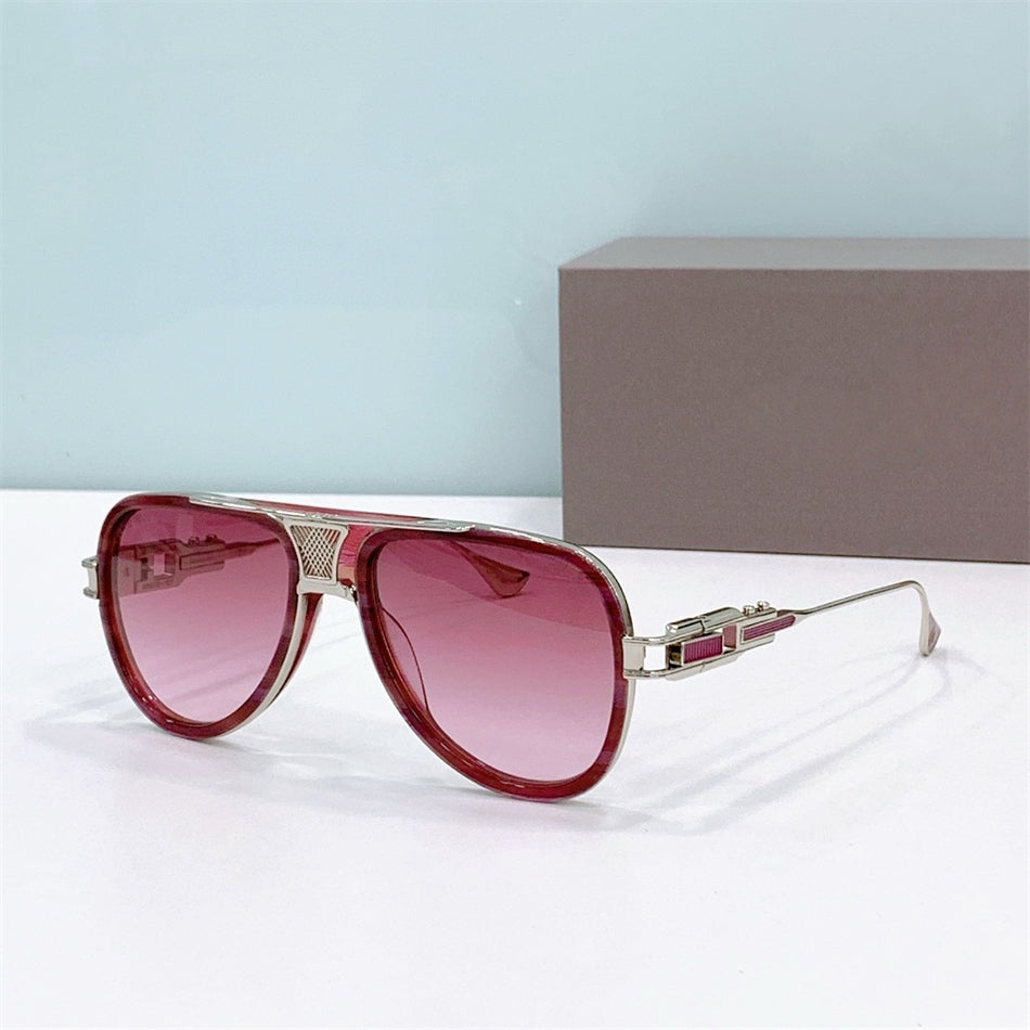Fashionable unisex pilot sunglasses, durable acetate frame, polycarbonate UV400 lenses.