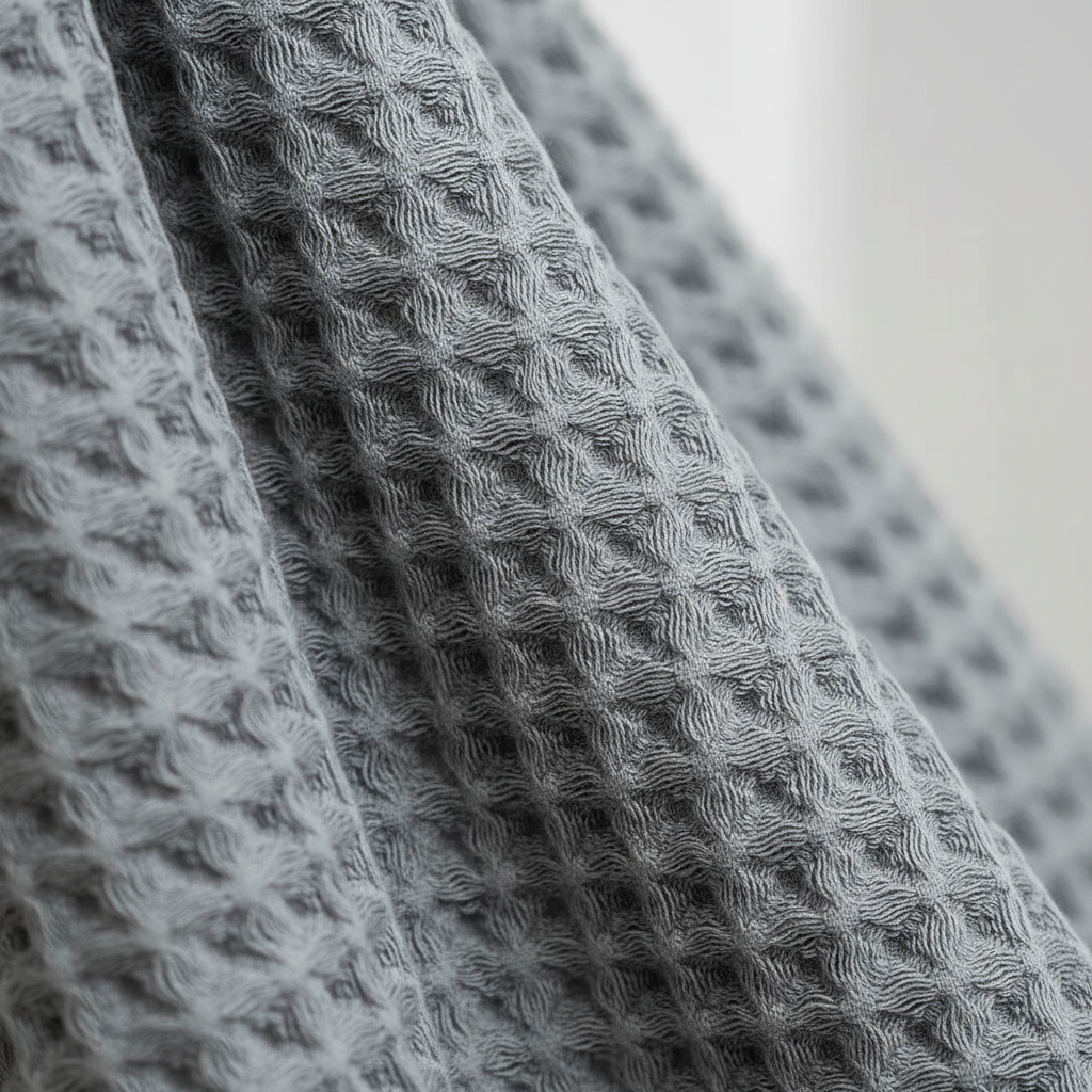Folded FreshWrap white Pima cotton waffle towel, hygienic and luxurious for bath linen