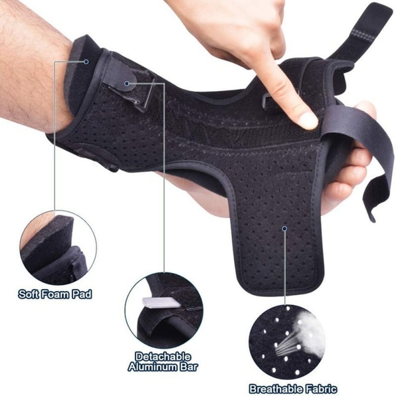 Unisex night splint for plantar fasciitis, gently stretching to relieve chronic foot & heel pain while sleeping.