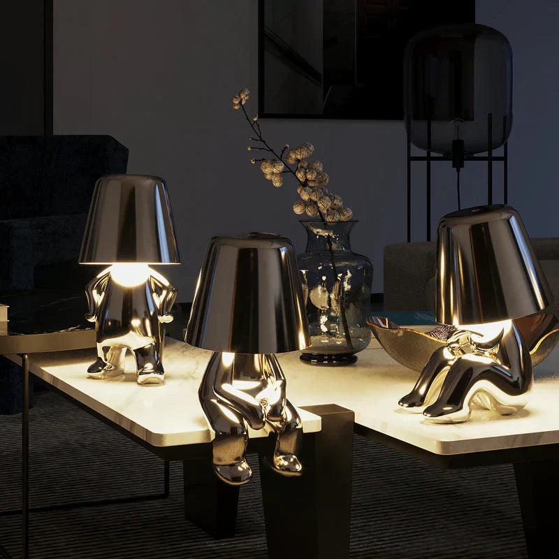 Unisex Playful Lamp illuminating a book, dimmable LED light, comfortable reading atmosphere