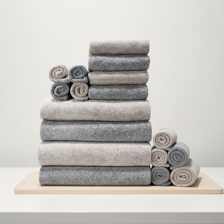 Gift set of unisex plush coral fleece towels, premium quality, soft and luxurious for any bathroom