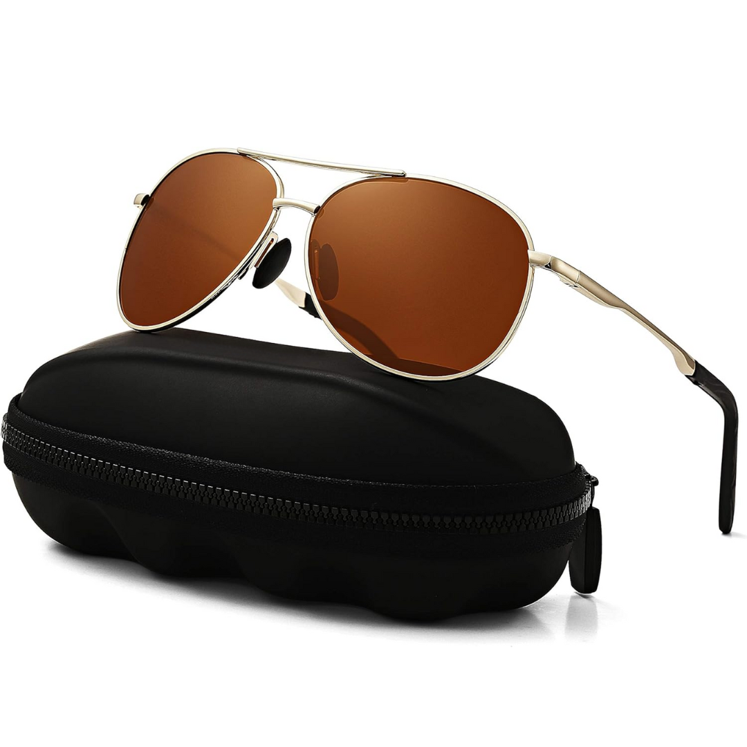 Sleek metal frame unisex aviator sunglasses, polarized lenses, UV400 for comprehensive sun & glare protection.