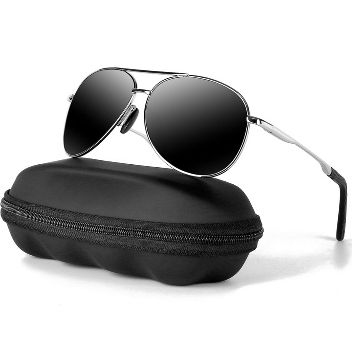Unisex polarized aviator sunglasses with UV400 protection & sturdy metal frame, perfect for outdoor eye care.