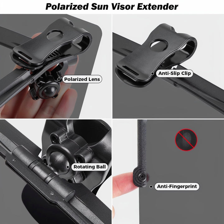 Easy-to-install polarized car visor for glare reduction, improving driving comfort & safety in bright sun.