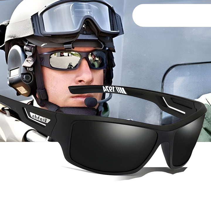 Stylish unisex polarized tactical sunglasses for military, fishing & sports, with UV 400 protection.