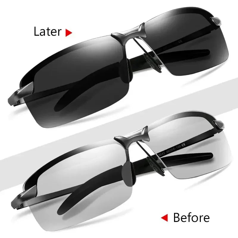 Premium unisex polarized photochromic sunglasses with adaptive lenses, ensuring complete UV protection for any outdoor light.