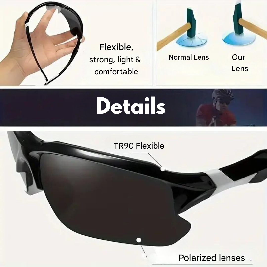 Unisex polarized sunglasses with full UV protection, essential for outdoor cycling & running.