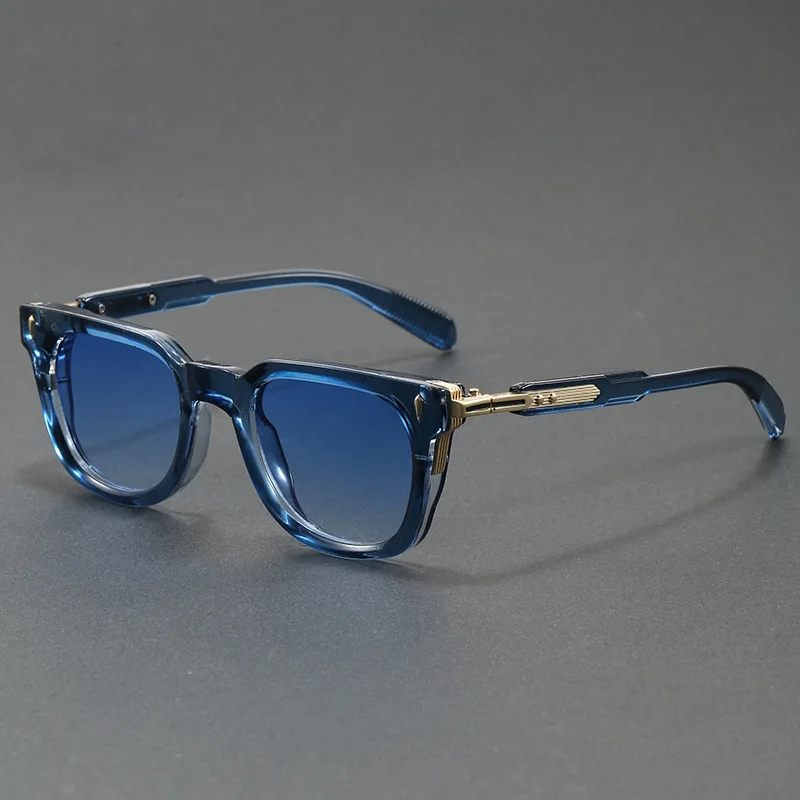 Unisex polarized square frame sunglasses in black acetate, offering stylish UV protection and glare reduction for summer eyewear.