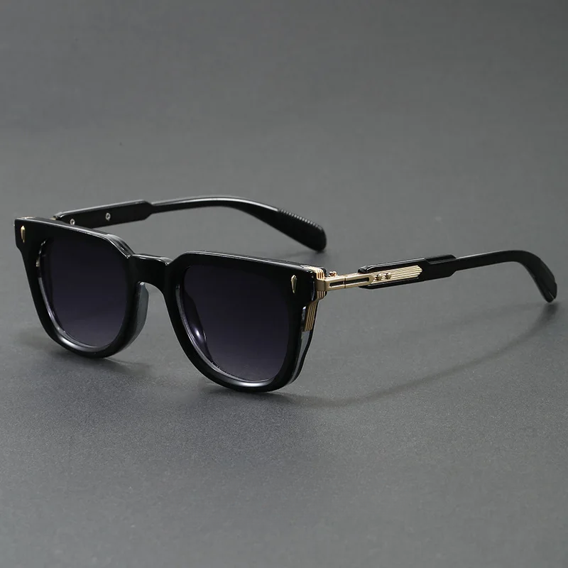 Unisex polarized square sunglasses with UV protection. Acetate frame and double bridge design reduce glare for stylish eyewear.