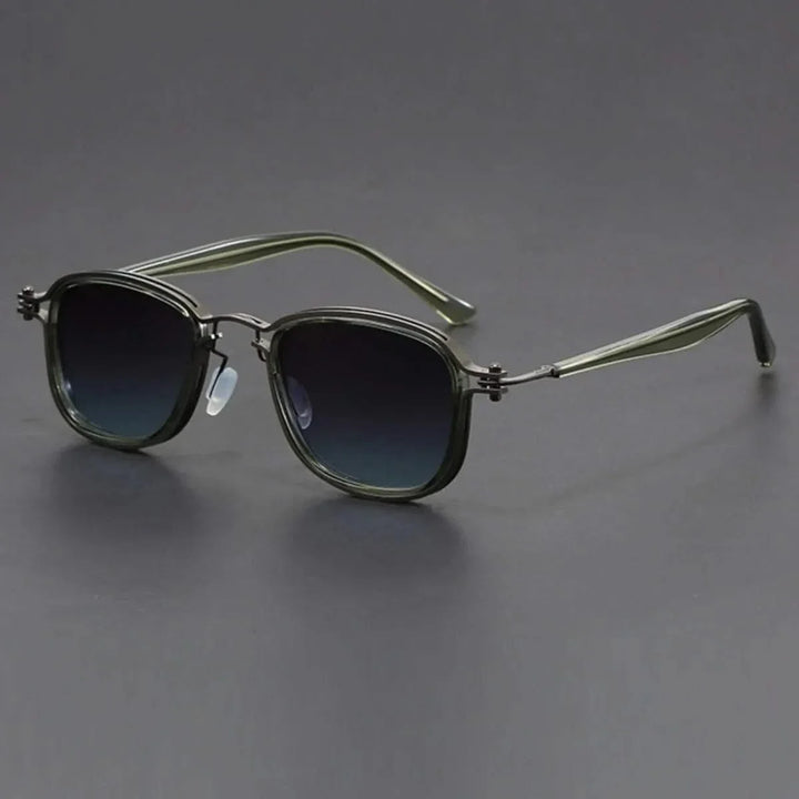 Black polarized lenses of unisex sunglasses offering anti-glare & 100% UV protection, set in a gold metal frame.