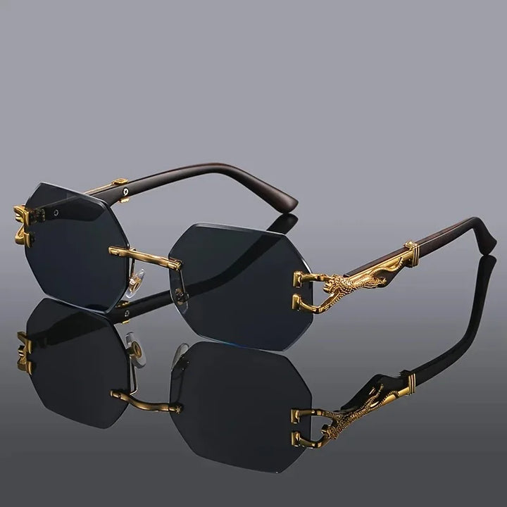 Fashion-forward polygonal eyewear, leopard print, gradient lenses, and full UV400 protection.