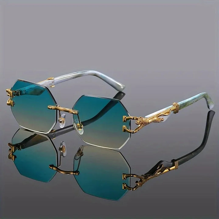 Unisex modern polygonal sunglasses, leopard pattern, lightweight fashion accessory with UV400.
