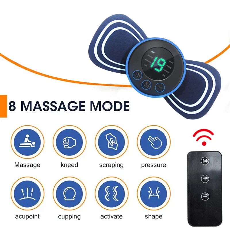 Wireless mini neck massager with remote control, offering intelligent muscle relief.