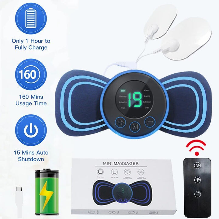 Unisex electric neck massager with simple remote, offering deep muscle relaxation.