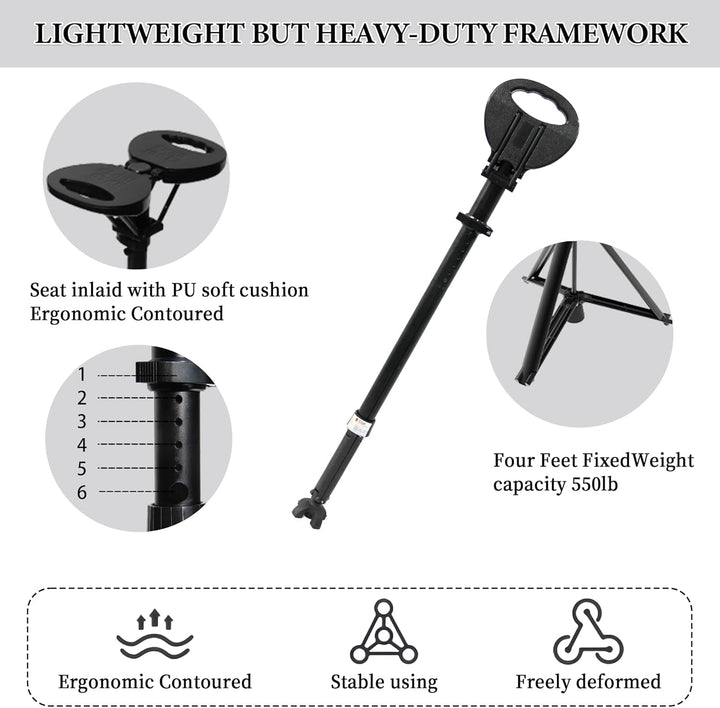 Unisex Portable Foldable Walking Cane with Seat