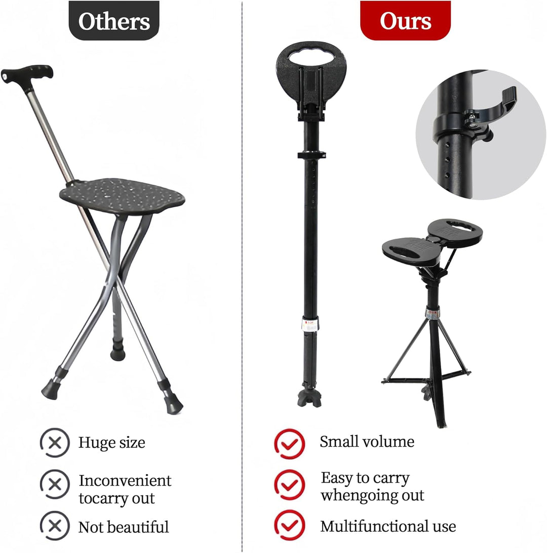 Unisex Portable Foldable Walking Cane with Seat