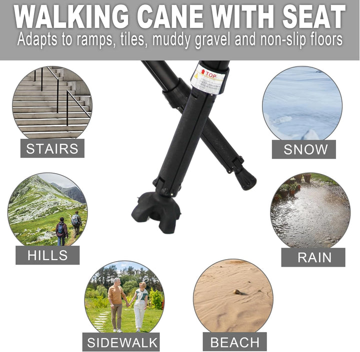 Unisex Portable Foldable Walking Cane with Seat