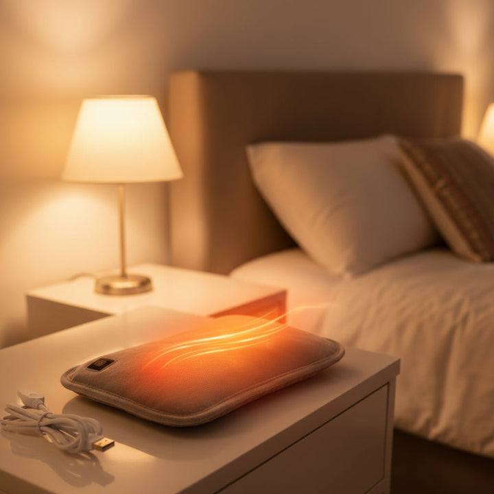 Unisex portable heating pad for gentle muscle tension & pain relief. Ideal for home comfort & relaxation.