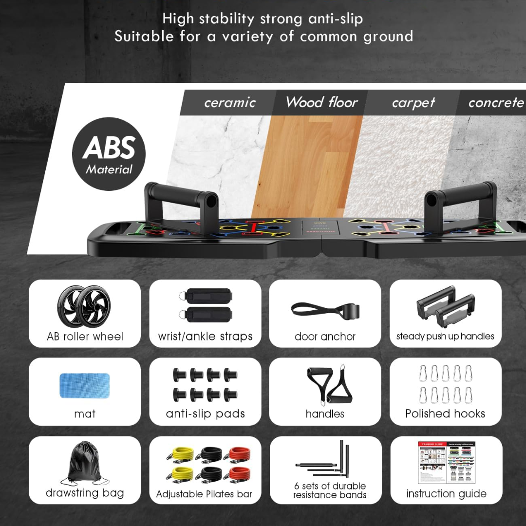 Versatile portable home gym for unisex full body workouts, strength training & flexibility exercises.