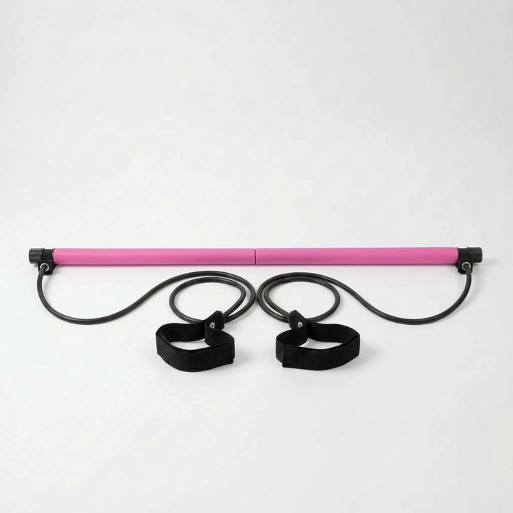 Adjustable resistance Pilates bar for versatile full body home fitness workouts. Unisex, portable, & easy-to-use.