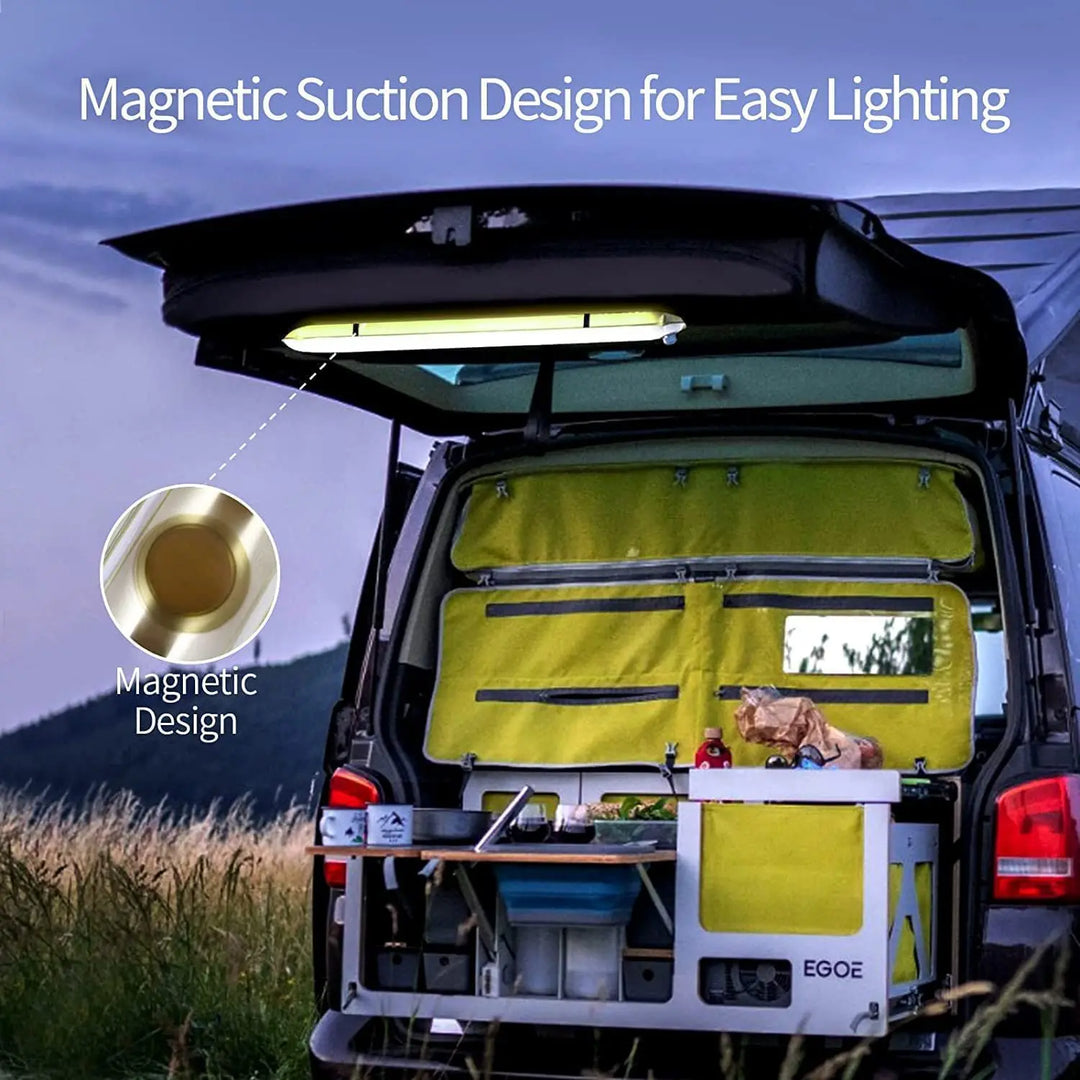 LumiGlow Pro inflatable solar LED tube light, a bright portable camping lantern & emergency lamp.