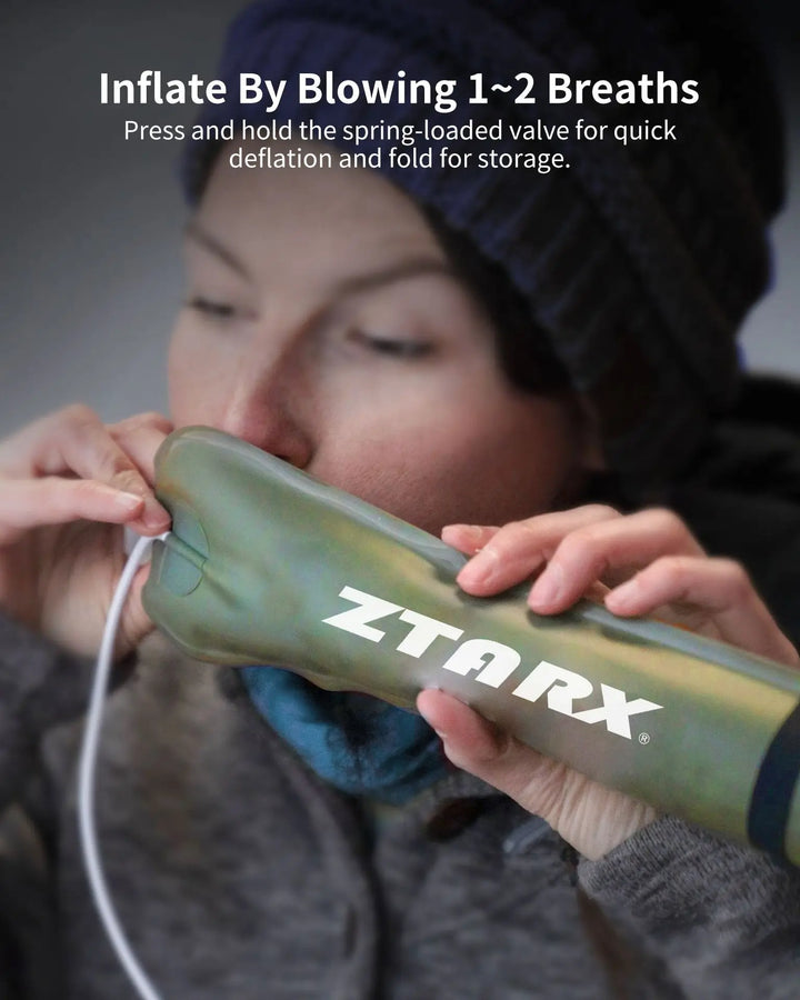 Bright inflatable LED tube lamp, solar charged, perfect for outdoor activities, camping & power outages.