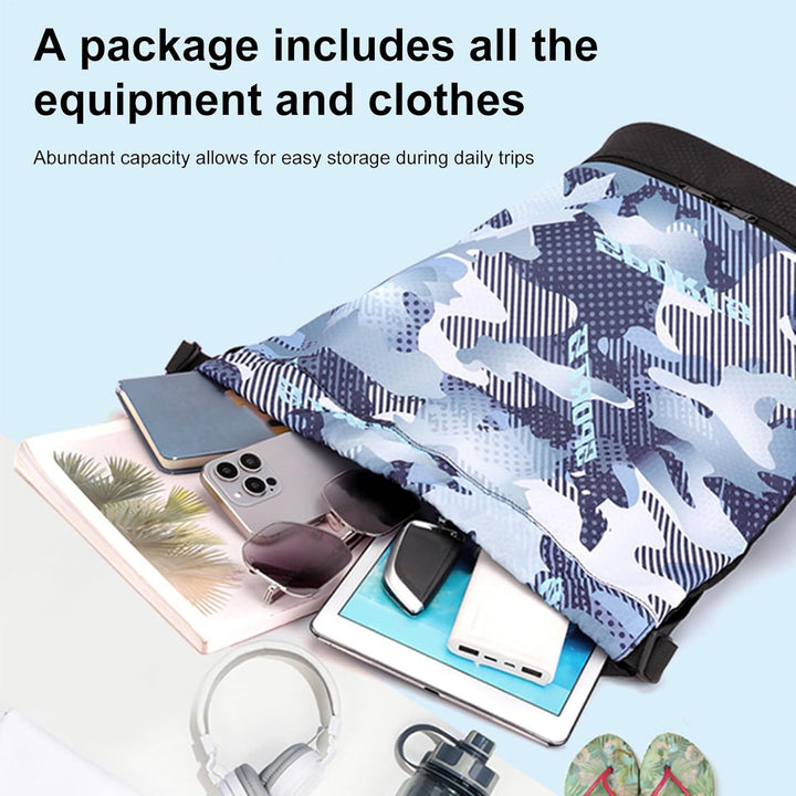 Gray portable sports duffle bag showing ample main compartment and integrated shoe section